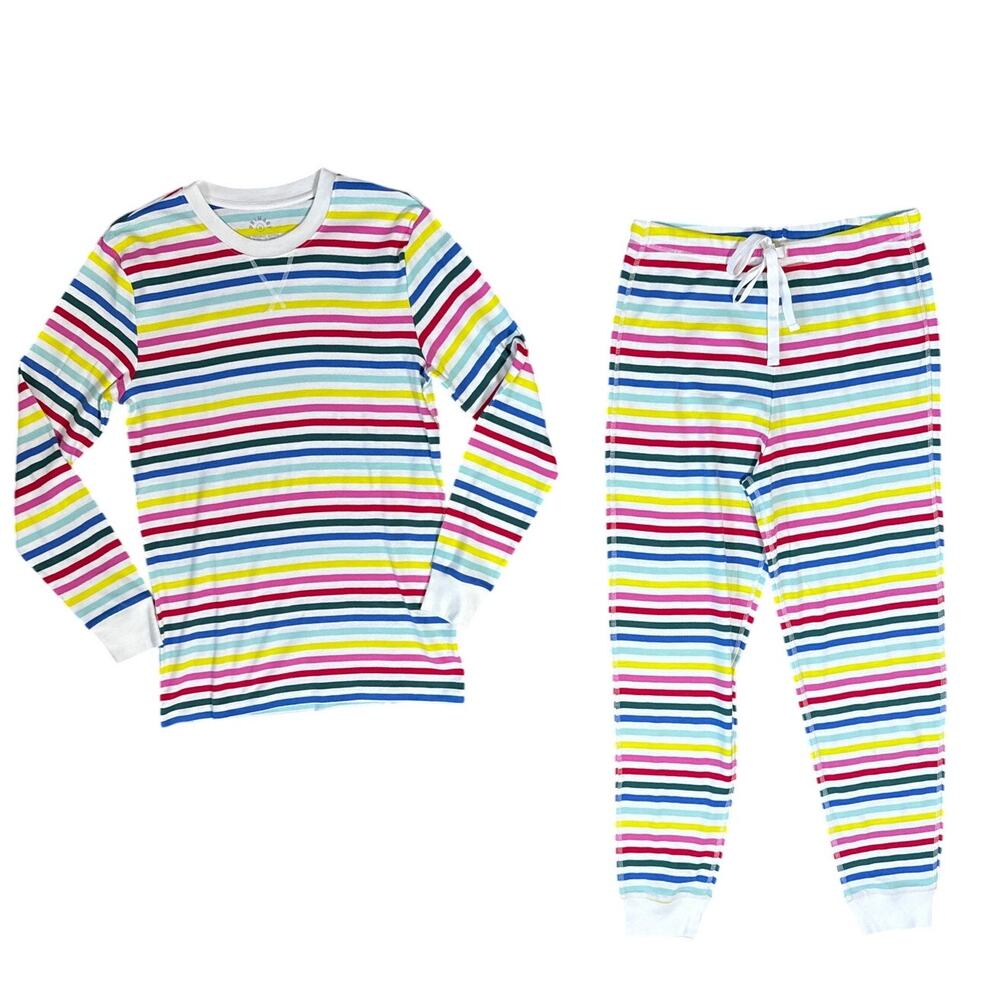 NWT Primary Grown-Up Organic PJs in Wonderland Rainbow Stripe Size Medium